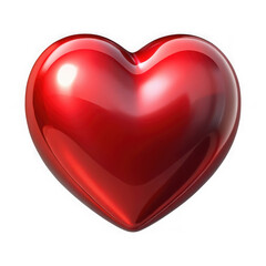 Shiny red heart symbol of love and romance isolated on transparent background
