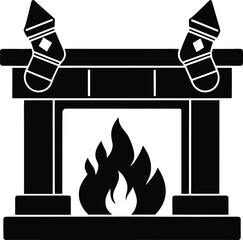  Fireplace with stockings silhouette