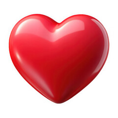 Glossy red heart symbol of love and affection isolated on transparent background