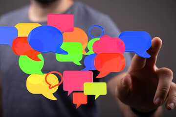 Abstract image of colorful speech bubbles,perfect for communication, social media, and networking...