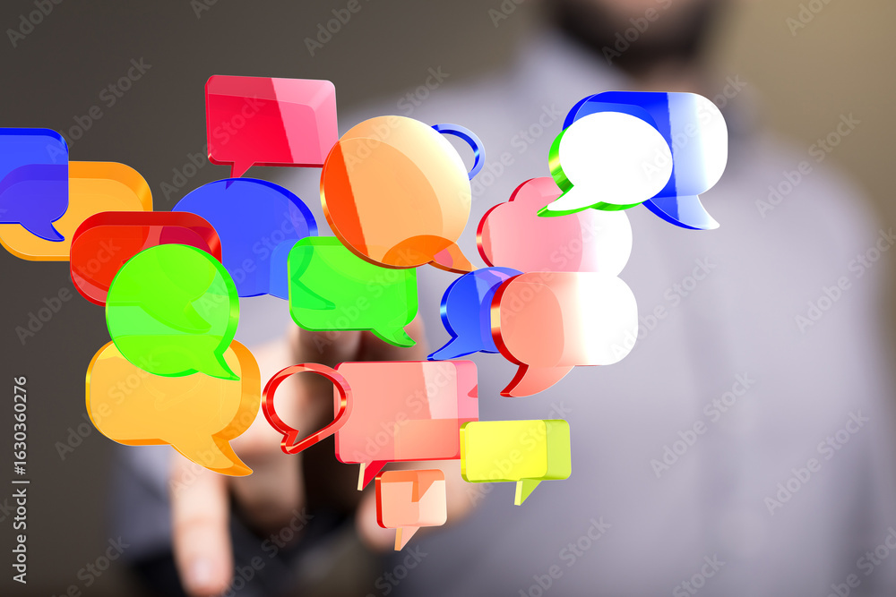 Aufkleber abstract image of colorful speech bubbles, ideal for communication, social media, and networking con
