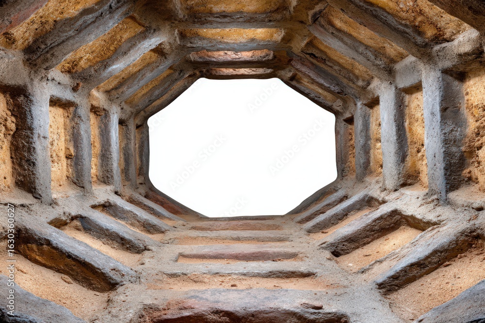 Aufkleber captivating view from octagonal structure revealing textured walls and contrasting earthy tones lead