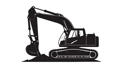 Excavator silhouette illustration showcases heavy machinery for construction projects