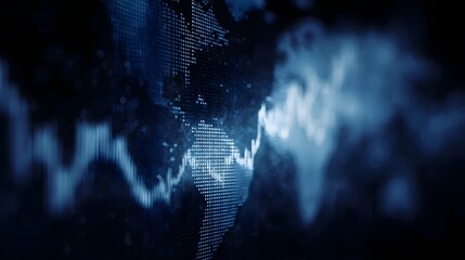 Global market index chart with dynamic economic growth visualization