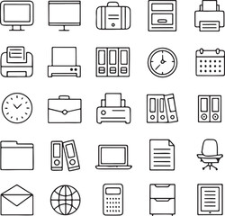 Set of Business and Office Outline Icons