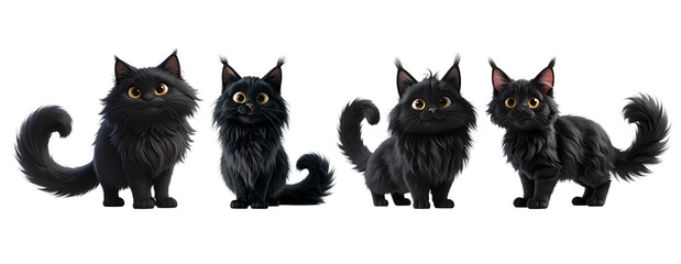 Obraz premium Illustration of a cute Maine Coon cat black and transparent background