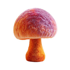 Close up of a vibrant red and orange mushroom with a textured cap isolated on transparent background