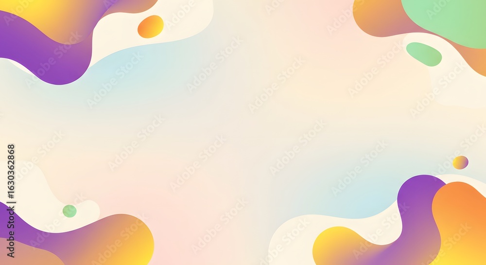 Poster vibrant sunlight rays illuminate a colorful abstract vector background with bubbly clouds and a bril