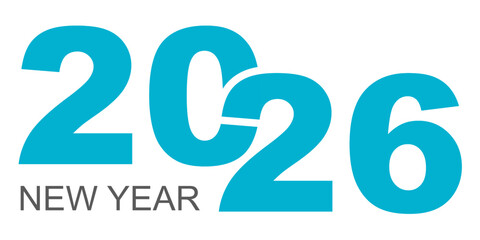 Minimal New Year 2026 Typography Design – Clean Blue Text for Poster, Print, Banner, and Commercial Use
