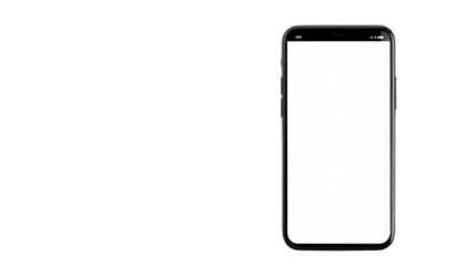 Modern frameless smartphone with blank screen for app presentation on transparent background