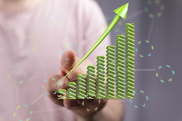 Illustrative image of a rising graph symbolizing growth, success, and financial increase.
