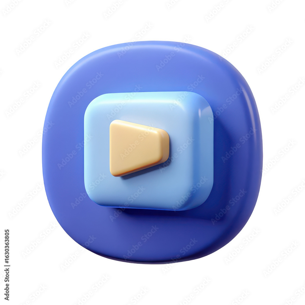 Poster 3d play button icon isolated on transparent background