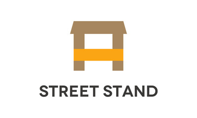 Vertical Street Food Stall Logo – Brown & Orange Stand and Snack Shop Vector Template