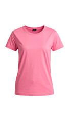 Pink casual t-shirt, short sleeves, crew neck on transparent background