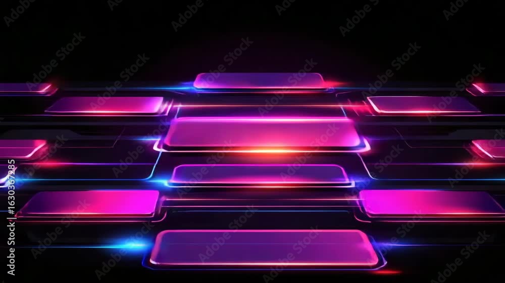 Poster futuristic neon abstract background with glowing rectangles and lines