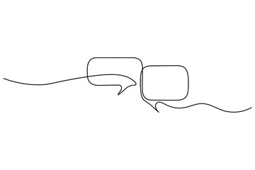Obraz premium Minimal continuous one line drawing of a speech bubble on a white background. Perfect for modern designs