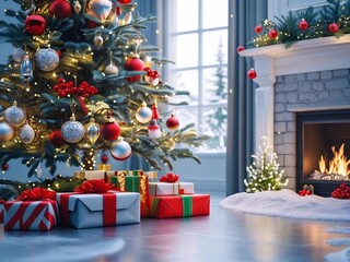 christmas tree and gifts