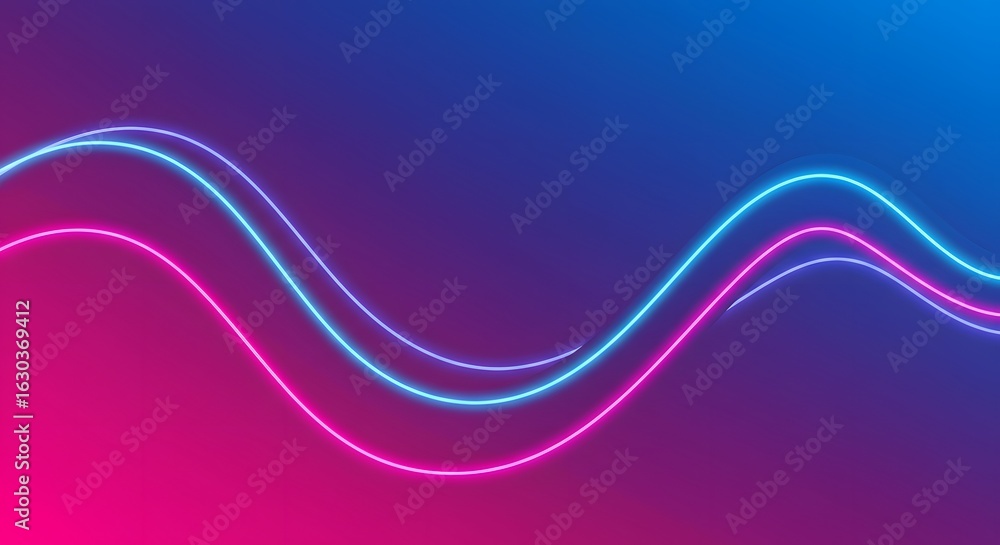 Poster luminous flowing energy lines creating a dynamic wave pattern against a deep purple backdrop