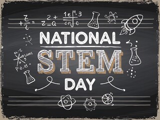 vintage chalkboard typography illustration of National STEM Day