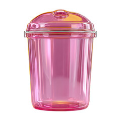 Pink plastic tumbler with lid ideal for drinks, isolated on transparent background, perfect cutout, PNG