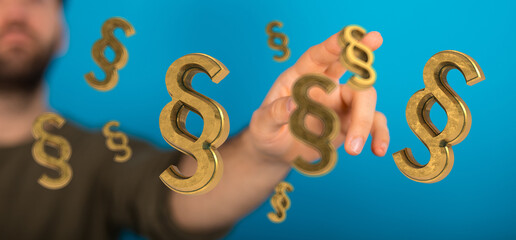 Abstract image of a hand and paragraph symbols. Ideal for legal, law, and justice themes.