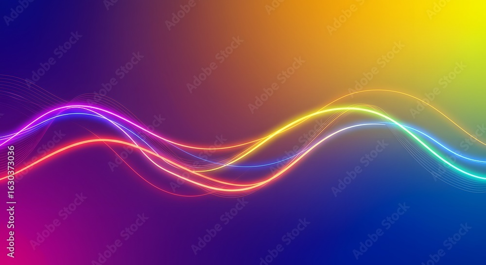 Aufkleber vibrant glowing light waves on a colorful gradient background. an abstract concept of energy flow an