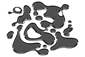 A collection of abstract black blobs and shapes, isolated on transparent background, creating a fluid and modern design element, perfect for backgrounds and textures, ideal for artistic and creative p