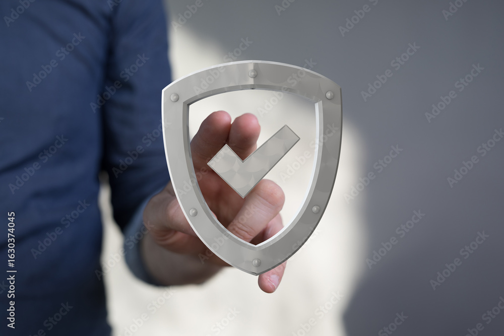 Aufkleber high-quality image of a hand interacting with a digital shield. ideal for cybersecurity, data protec