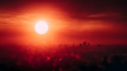 Naklejka premium Heatwave cityscape with shimmering heat distortion
