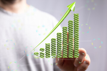 Stock photo of upward trending graph, symbolizing growth, profit, and financial success.