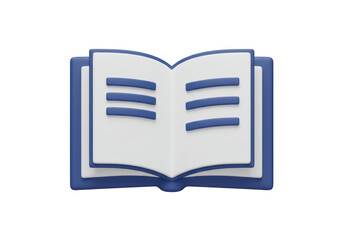 Isolated Open Book with Text Lines Representing Reading and Knowledge