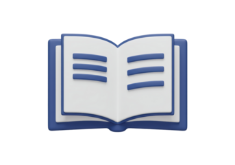 Isolated Open Book with Text Lines Representing Reading and Knowledge