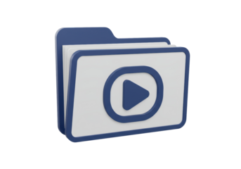 Isolated Blue Folder Icon with a Play Button for Video Files