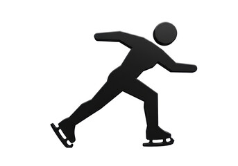Isolated Black Silhouette Icon of a Speed Skater Athlete