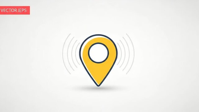 Yellow location pin icon on a white background, symbolizing navigation and mapping services