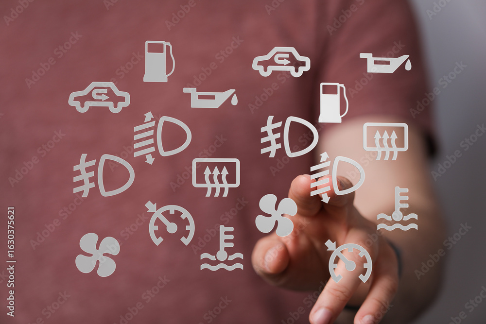 Poster learn to identify and understand common car dashboard warning lights and symbols. avoid costly repai