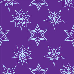 Seamless pattern of stars,crystals on a purple background.Vector pattern for textiles,holiday gift packages.