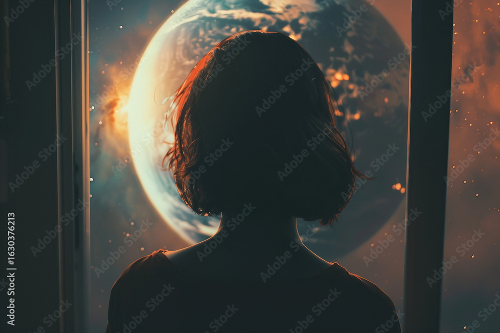 Canvas Prints ai generated image of human life on another planet space