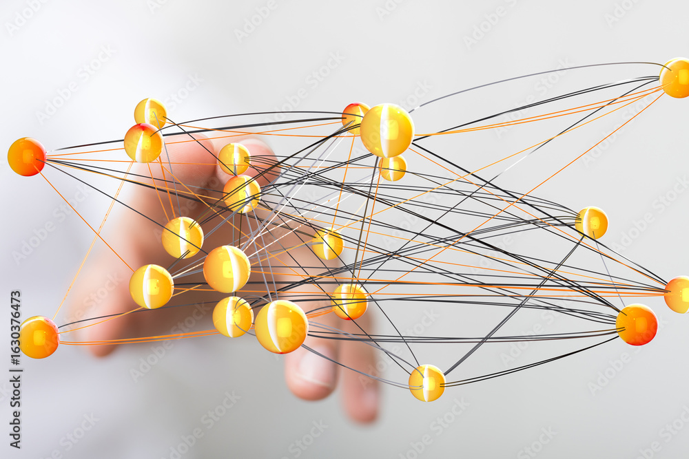Aufkleber abstract image of interconnected nodes, representing global network, data flow, or communication.