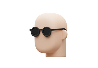 Isolated Bald Head with Round Sunglasses Avatar