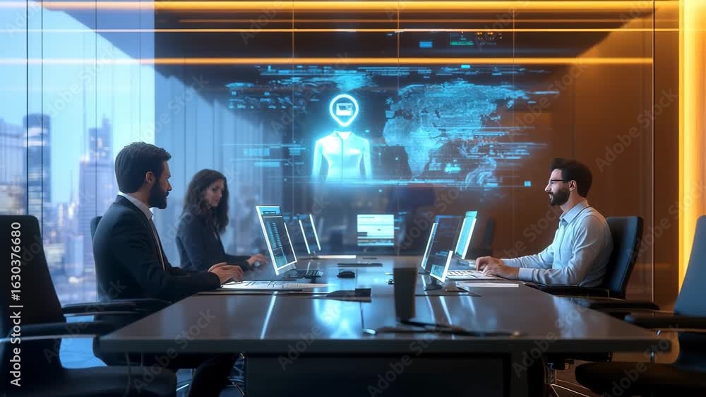 Aufkleber a group of professionals collaborates during a dynamic meeting, discussing cutting edge technology c