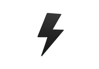 Isolated 3D Render of a Bold Black Lightning Bolt Symbol