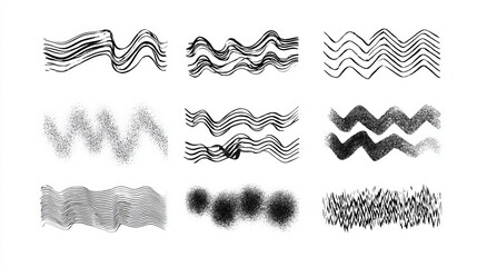 Waves line set. Wave ornament pattern. Set of wavy zigzag lines. Wave thin line background. Vector zigzag and wavy horizontal underline. Vector illustration 