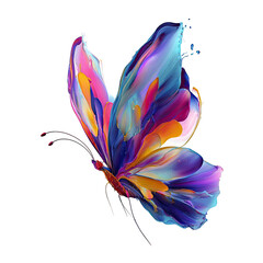 Vibrant abstract butterfly, colorful wings, fluid paint strokes, detailed design
