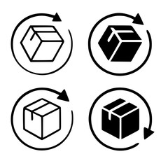 Obraz premium Set of isolated delivery package return icons with circular arrows 
