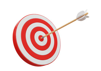 Isolated Red and White Target with Arrow in Bullseye for Goal Achievement