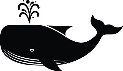 Minimalist Whale Silhouette with Water Splash