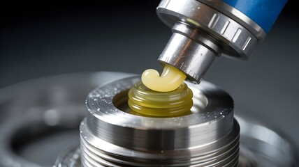 Application of Industrial Lubricant Grease to a Precision Metal Component Essential for Machinery Maintenance and Engineering Efficiency