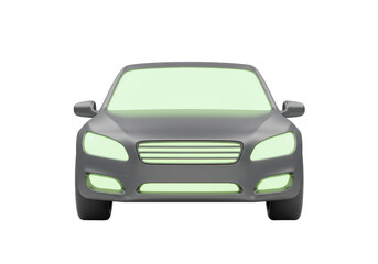 Naklejka premium Isolated Sleek 3D Grey Car Front View with Modern Headlights