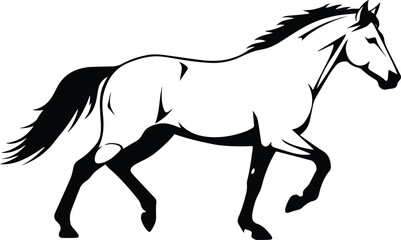 Walking Horse Vector with Bold Lines